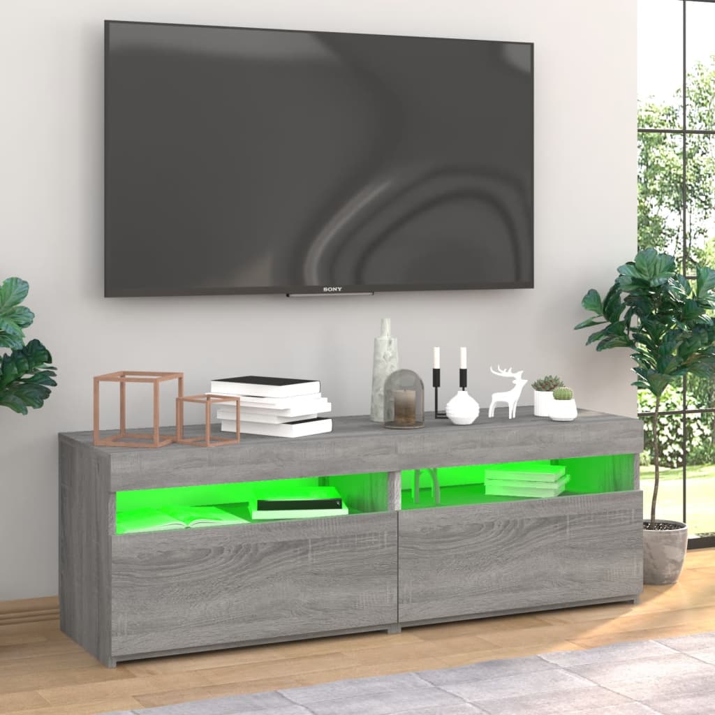 TV-tasot 2 kpl LED-valoilla harmaa Sonoma 60x35x40 cm - Sisustajankoti.fi