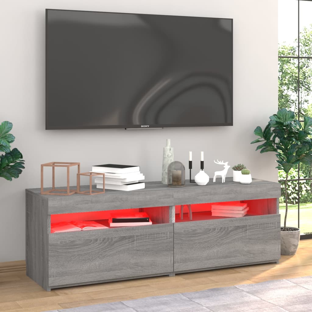 TV-tasot 2 kpl LED-valoilla harmaa Sonoma 60x35x40 cm - Sisustajankoti.fi