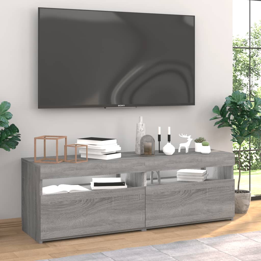 TV-tasot 2 kpl LED-valoilla harmaa Sonoma 60x35x40 cm - Sisustajankoti.fi