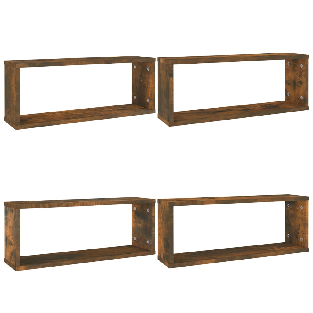 Seinäkuutiohyllyt 4 kpl savutammi 60x15x23 cm tekninen puu - Sisustajankoti.fi