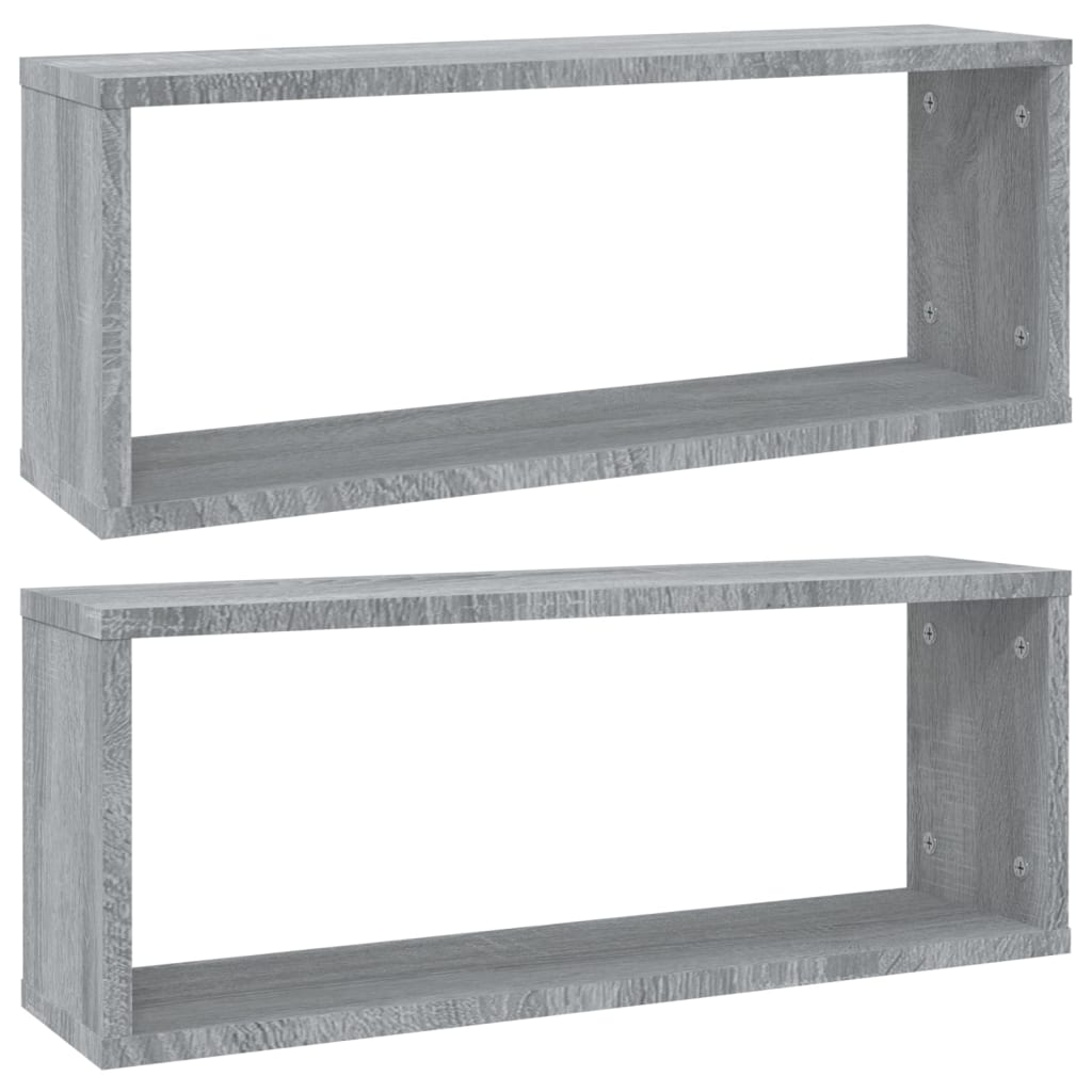 Seinäkuutiohyllyt 2 kpl harmaa Sonoma 60x15x23 cm tekninen puu - Sisustajankoti.fi