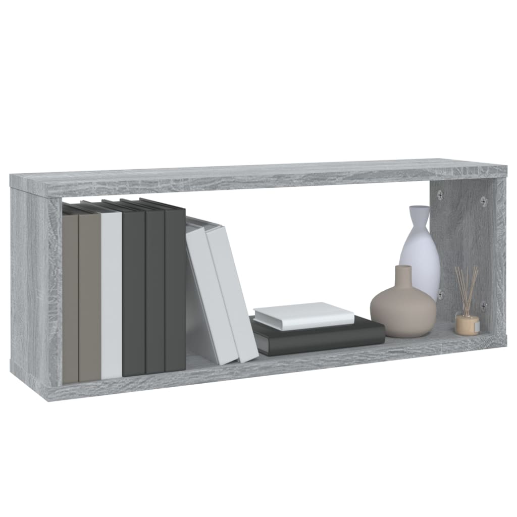 Seinäkuutiohyllyt 2 kpl harmaa Sonoma 60x15x23 cm tekninen puu - Sisustajankoti.fi