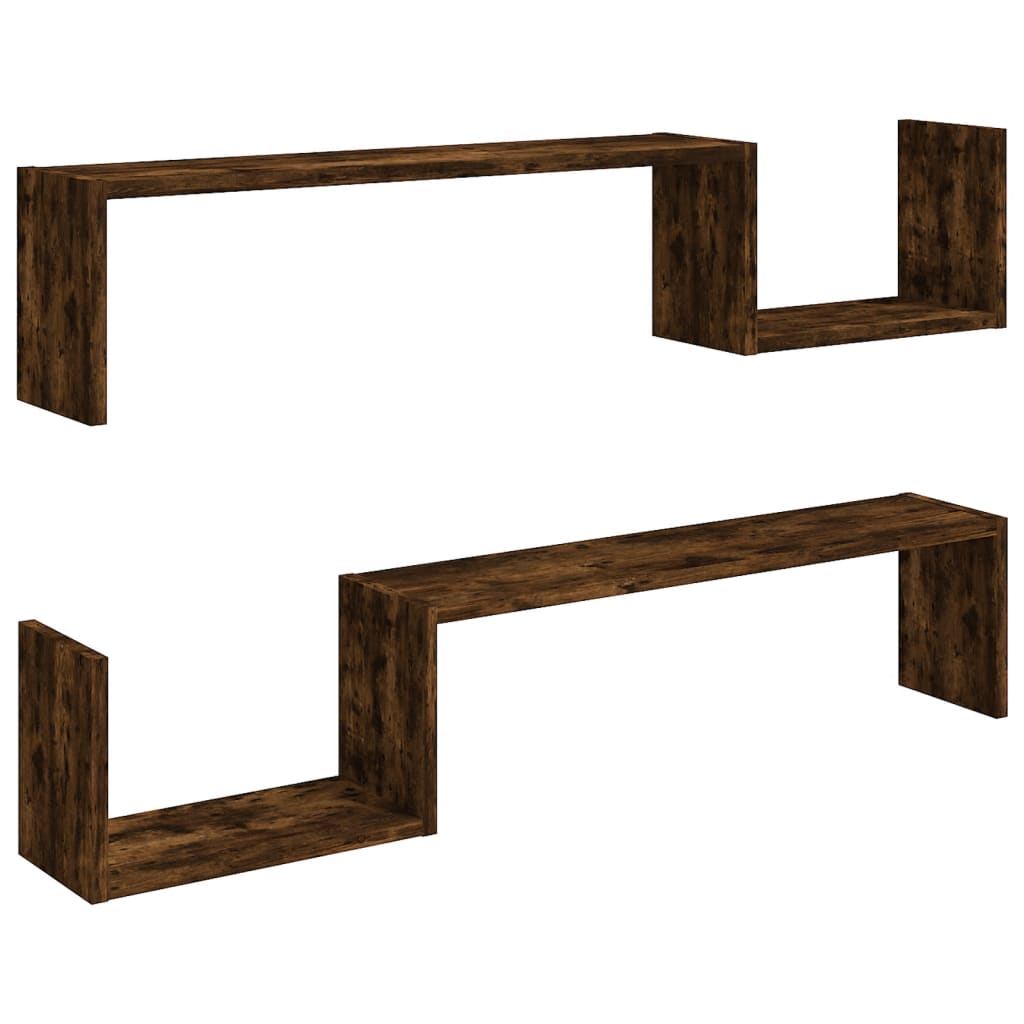 Seinähyllyt 2 kpl savutammi 100x15x20 cm tekninen puu - Sisustajankoti.fi