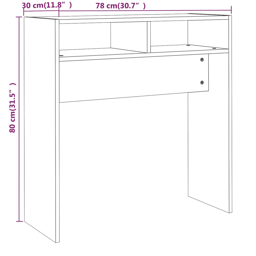 Konsolipöytä harmaa Sonoma 78x30x80 cm tekninen puu - Sisustajankoti.fi