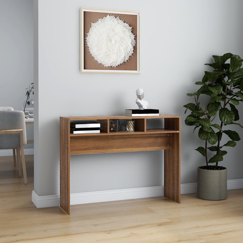 Konsolipöytä ruskea tammi 105x30x80 cm tekninen puu - Sisustajankoti.fi