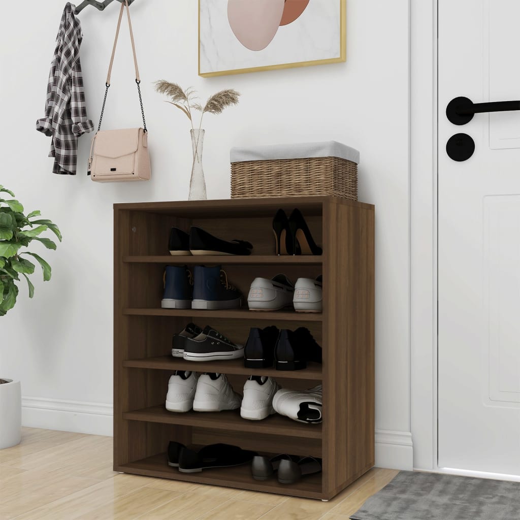 Kenkäteline ruskea tammi 60x35x70 cm tekninen puu - Sisustajankoti.fi