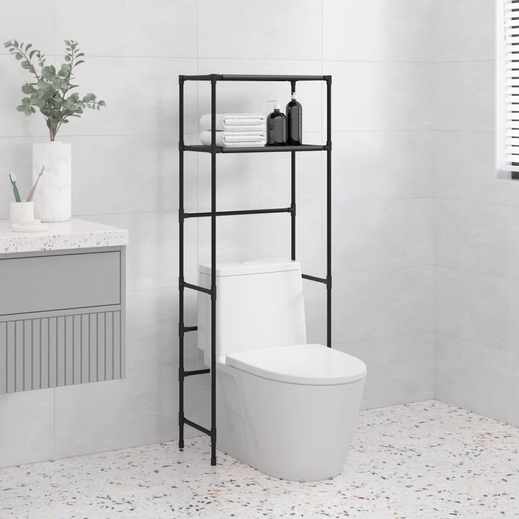 2-tasoinen Hyllykkö WC-pytyn ylle musta 53,5x28x143 cm rauta - Sisustajankoti.fi