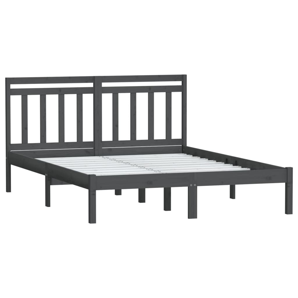 Sängynrunko harmaa täysi mänty 140x190 cm - Sisustajankoti.fi