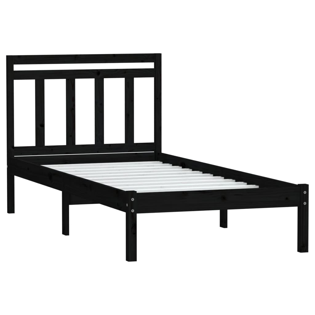 Sängynrunko musta täysi mänty 100x200 cm - Sisustajankoti.fi