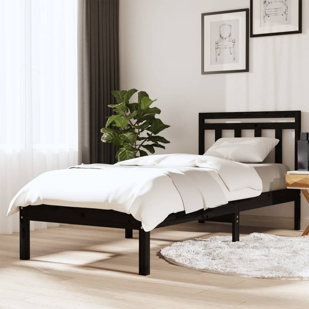 Sängynrunko musta täysi mänty 100x200 cm - Sisustajankoti.fi