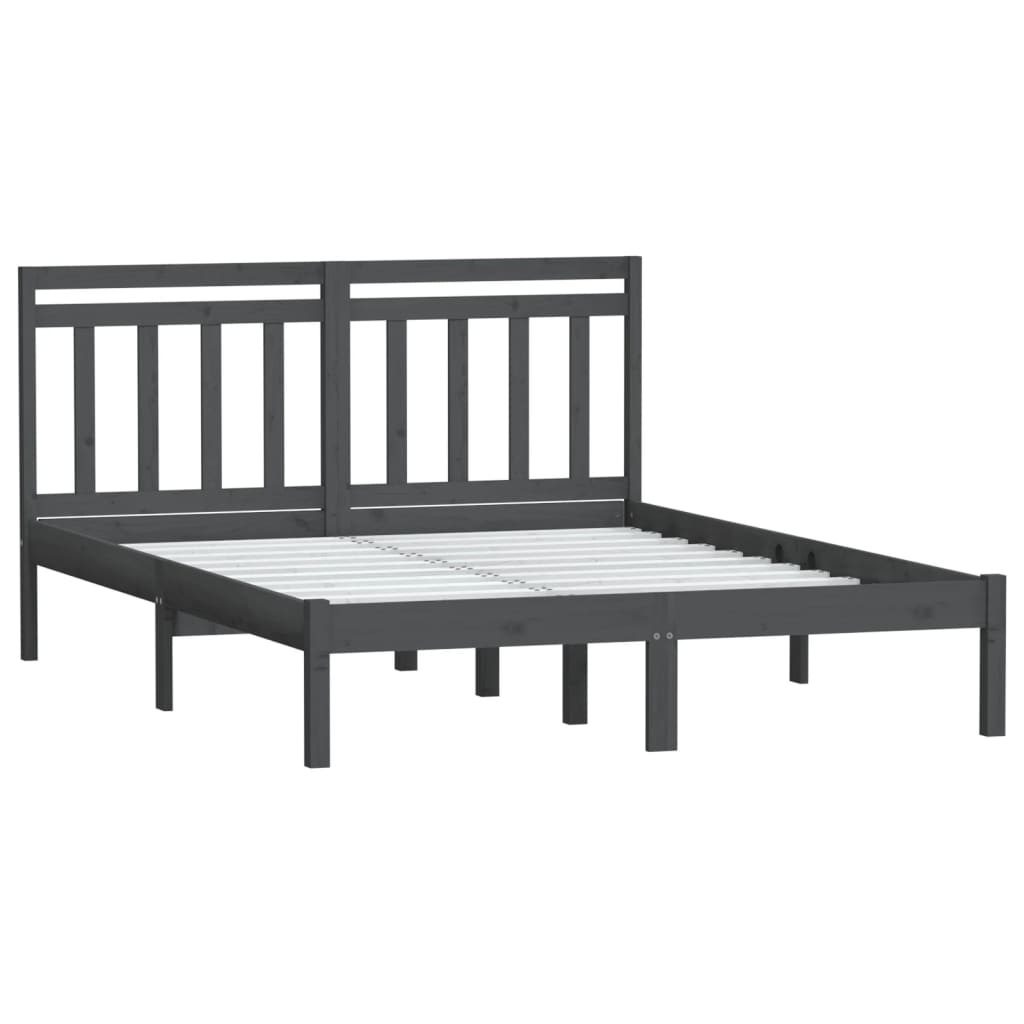Sängynrunko harmaa täysi puu 150x200 cm 5FT King Size - Sisustajankoti.fi