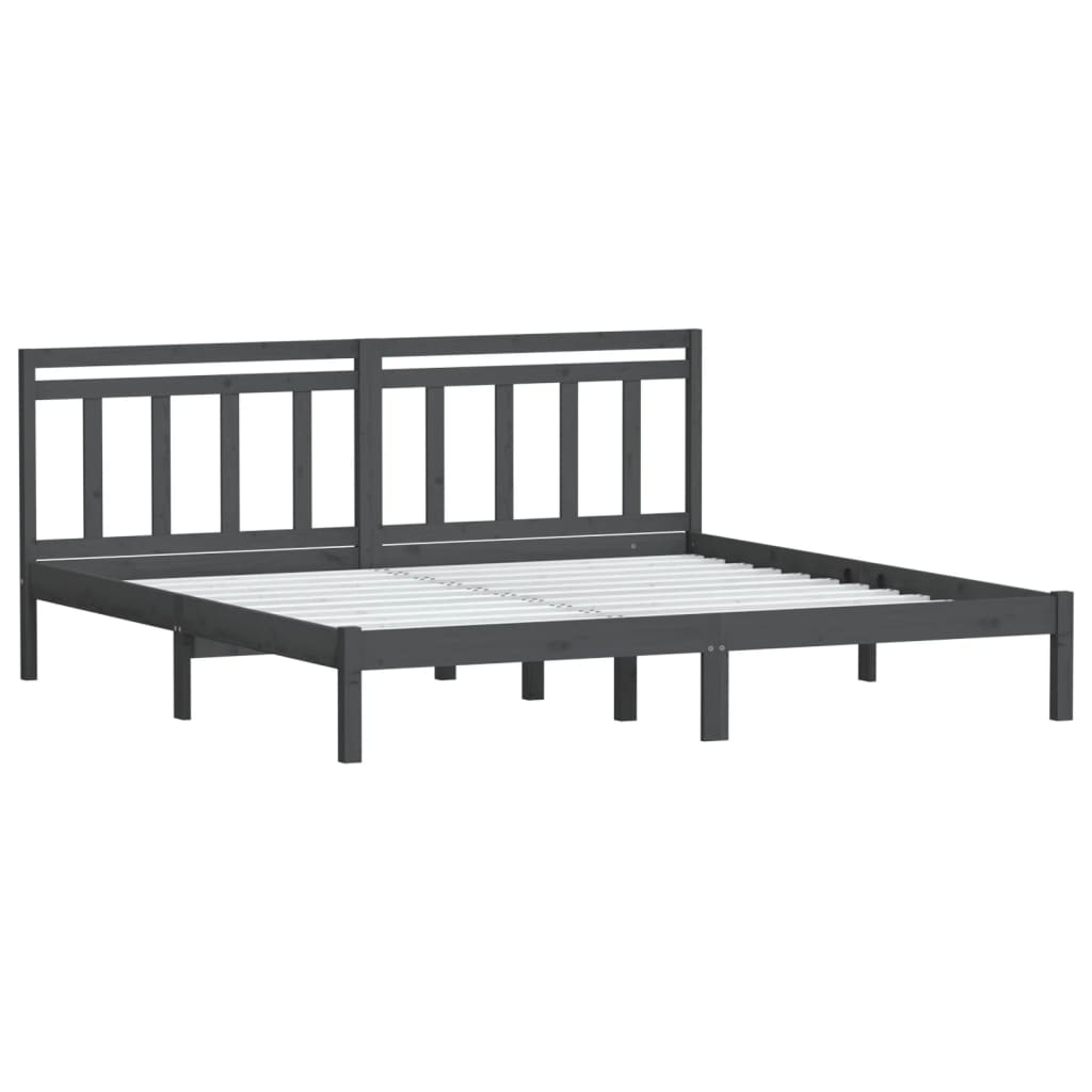 Sängynrunko harmaa täysi puu 180x200 cm 6FT Super King - Sisustajankoti.fi