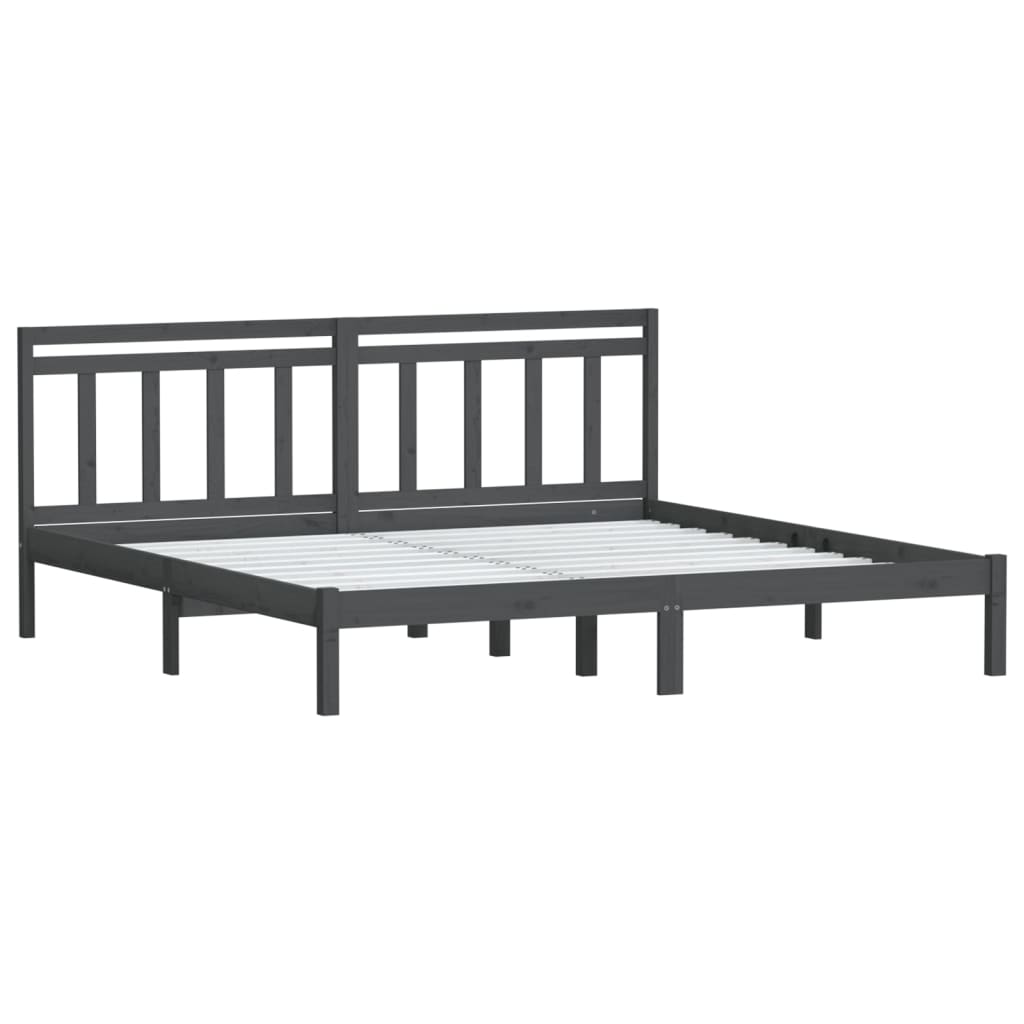 Sängynrunko harmaa täysi mänty 200x200 cm - Sisustajankoti.fi