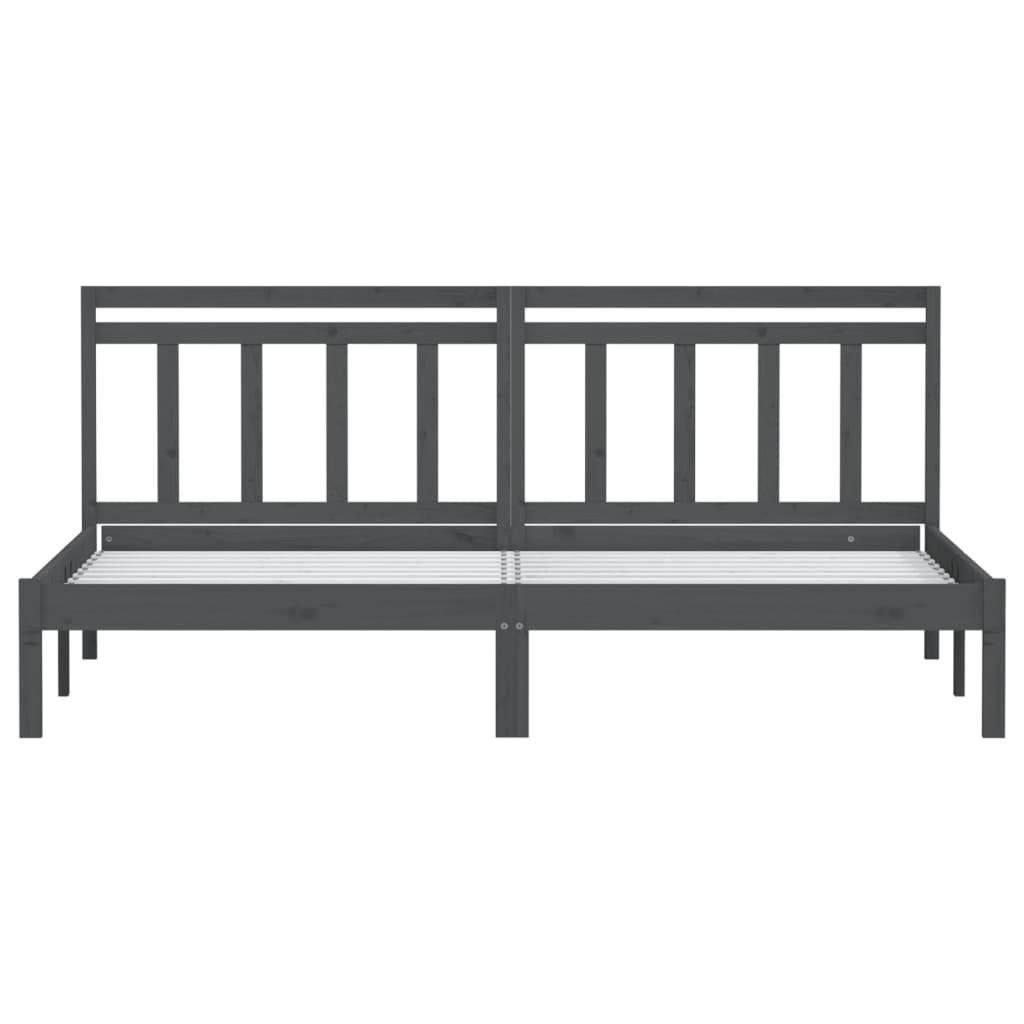 Sängynrunko harmaa täysi mänty 200x200 cm - Sisustajankoti.fi