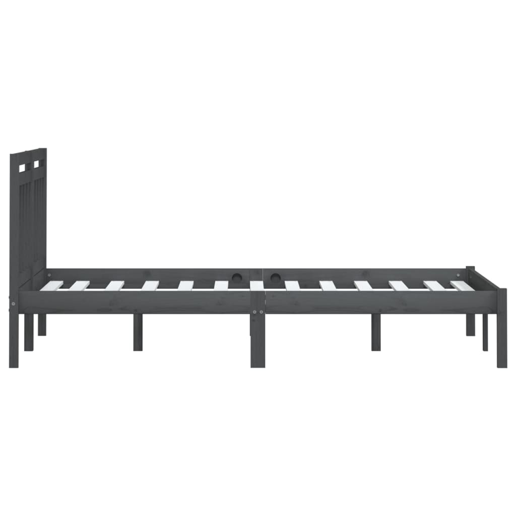 Sängynrunko harmaa täysi mänty 200x200 cm - Sisustajankoti.fi