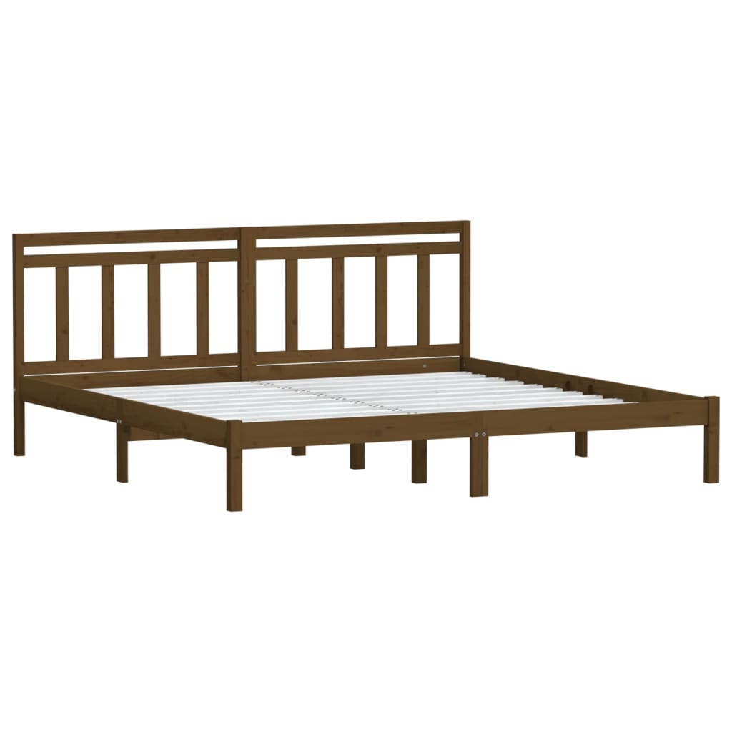 Sängynrunko hunajanruskea täysi mänty 200x200 cm - Sisustajankoti.fi