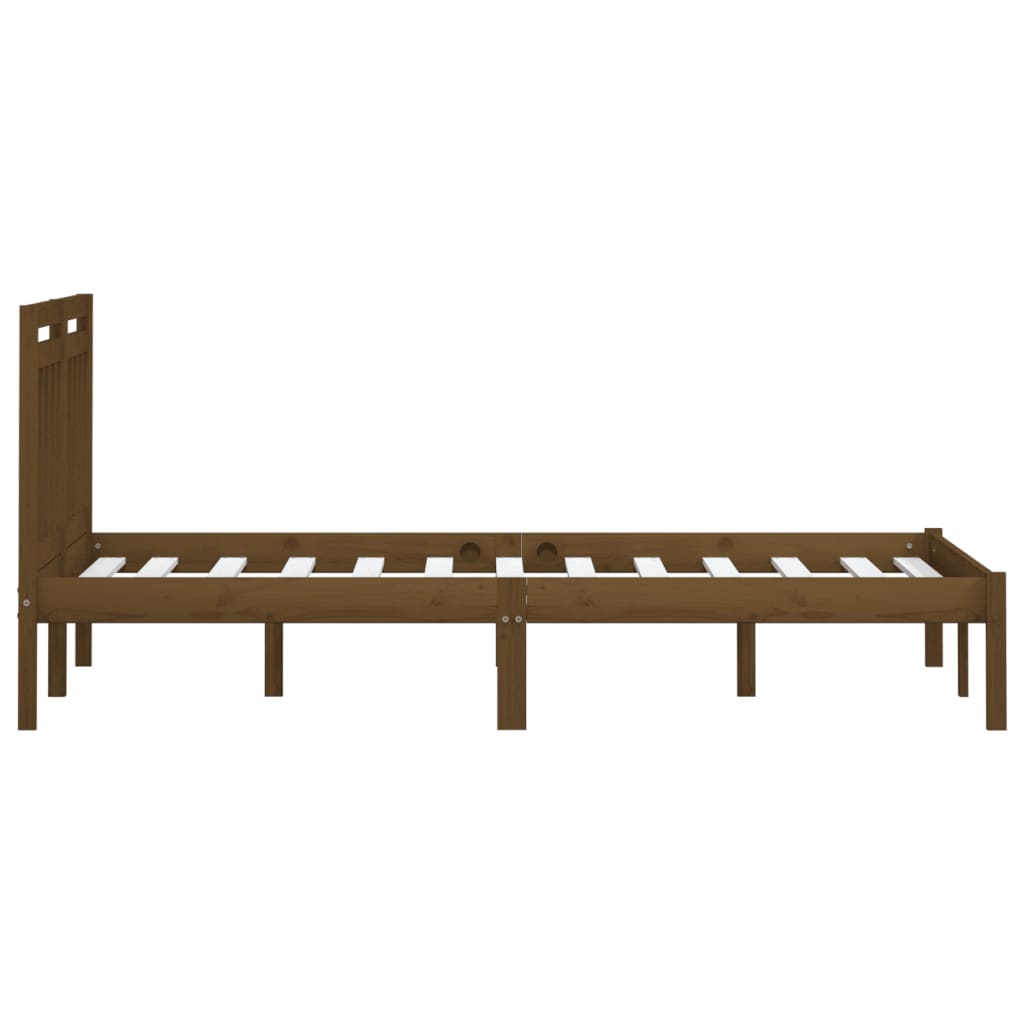 Sängynrunko hunajanruskea täysi mänty 200x200 cm - Sisustajankoti.fi