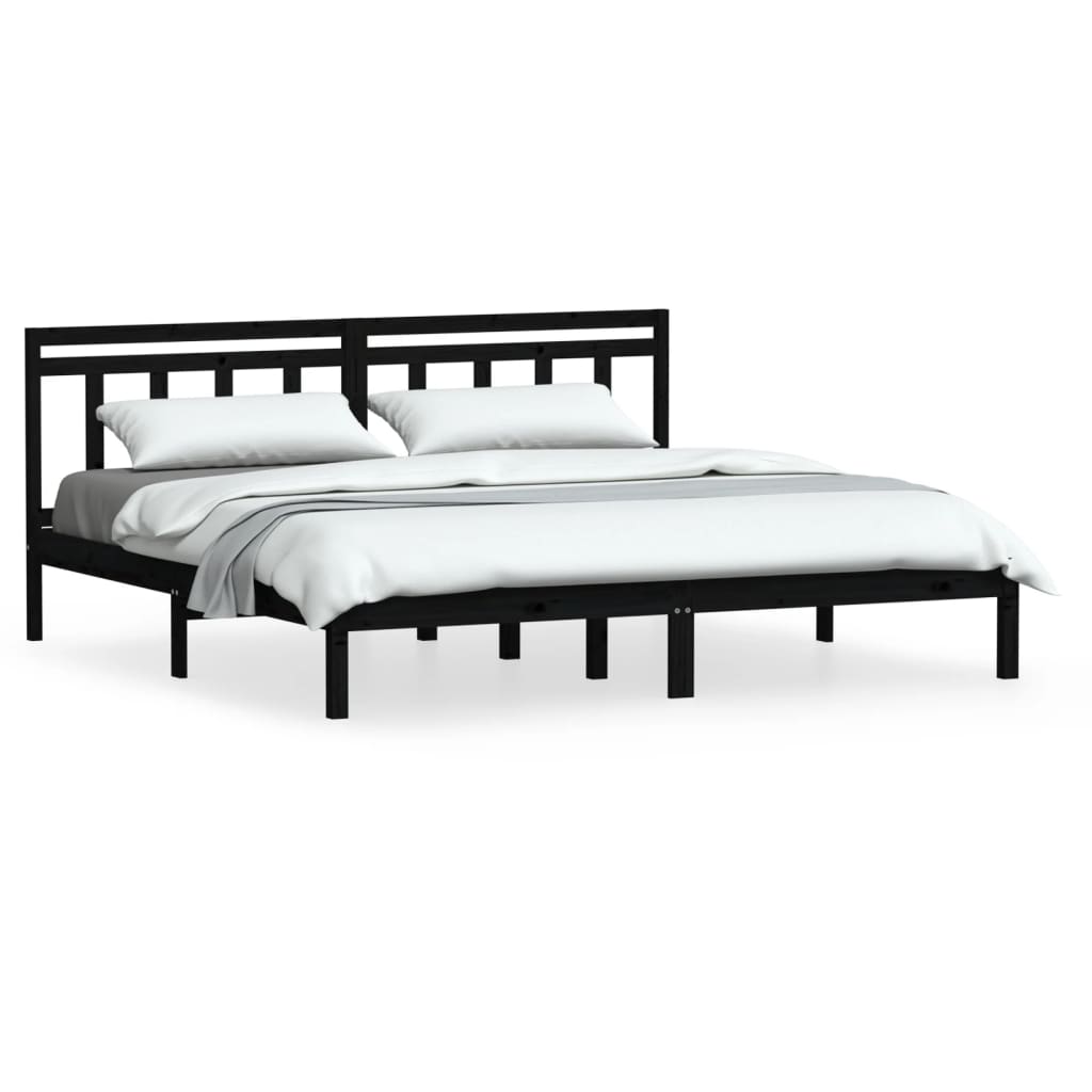 Sängynrunko musta täysi mänty 200x200 cm - Sisustajankoti.fi