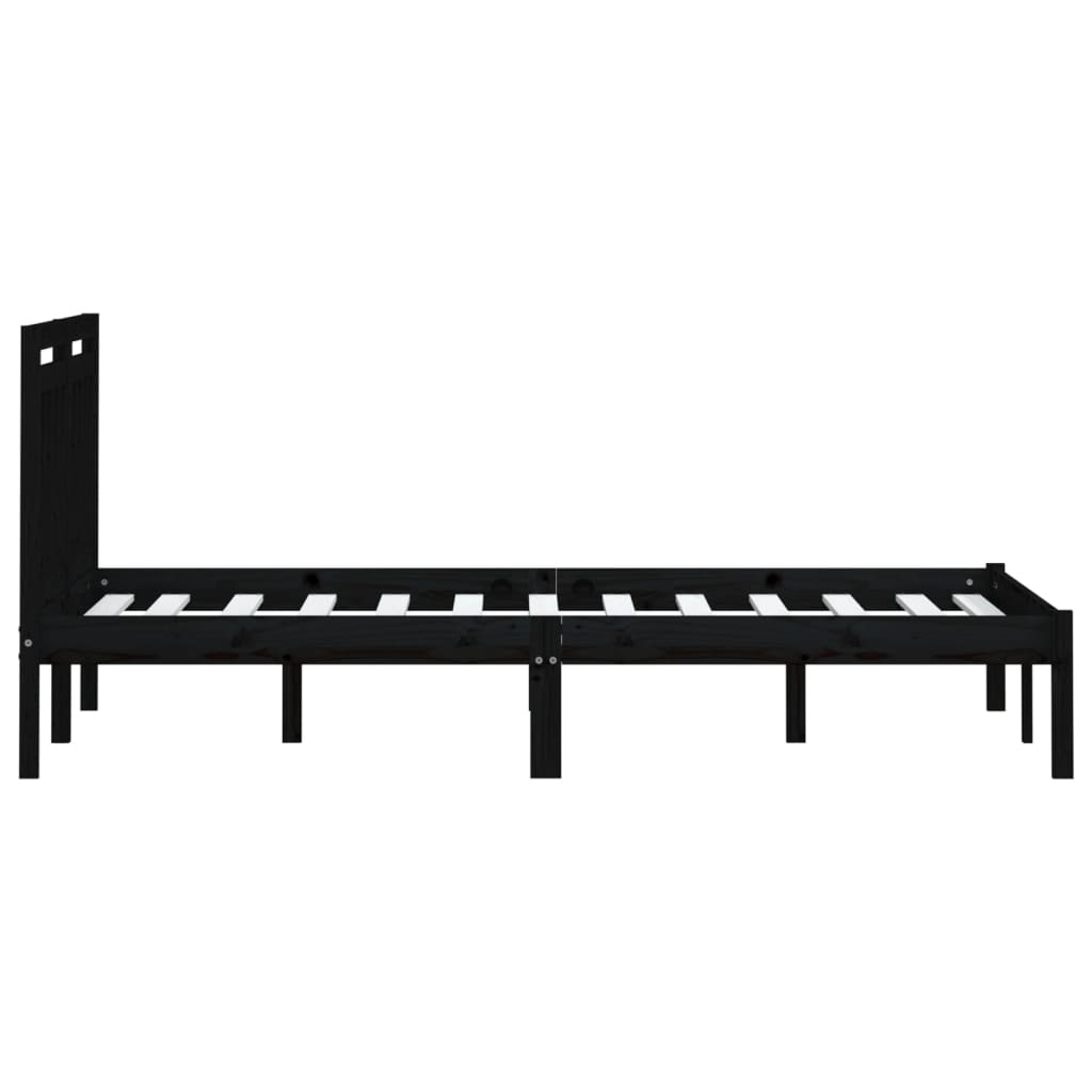 Sängynrunko musta täysi mänty 200x200 cm - Sisustajankoti.fi