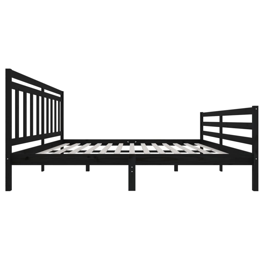 Sängynrunko musta täysi puu 200 x 200 cm - Sisustajankoti.fi