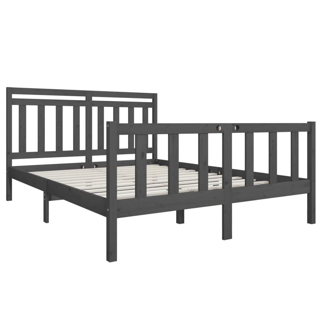 Sängynrunko harmaa täysi puu 150x200 cm 5FT King Size - Sisustajankoti.fi