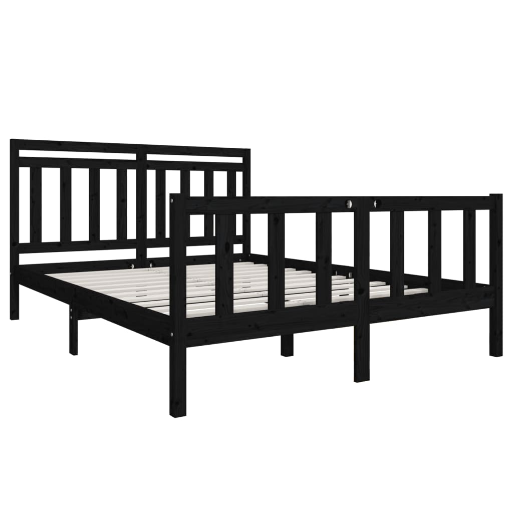 Sängynrunko musta täysi puu 150x200 cm 5FT King Size - Sisustajankoti.fi