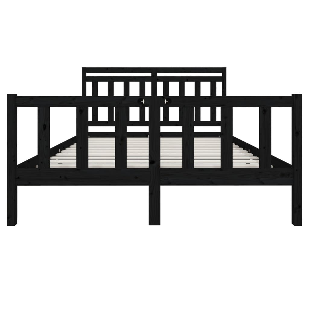 Sängynrunko musta täysi puu 150x200 cm 5FT King Size - Sisustajankoti.fi