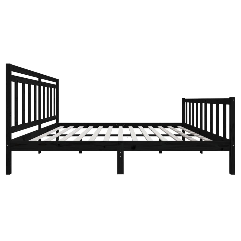 Sängynrunko musta täysi puu 200x200 cm - Sisustajankoti.fi