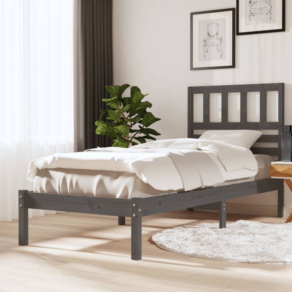 Sängynrunko harmaa täysi mänty 90x190 cm 3FT Single - Sisustajankoti.fi