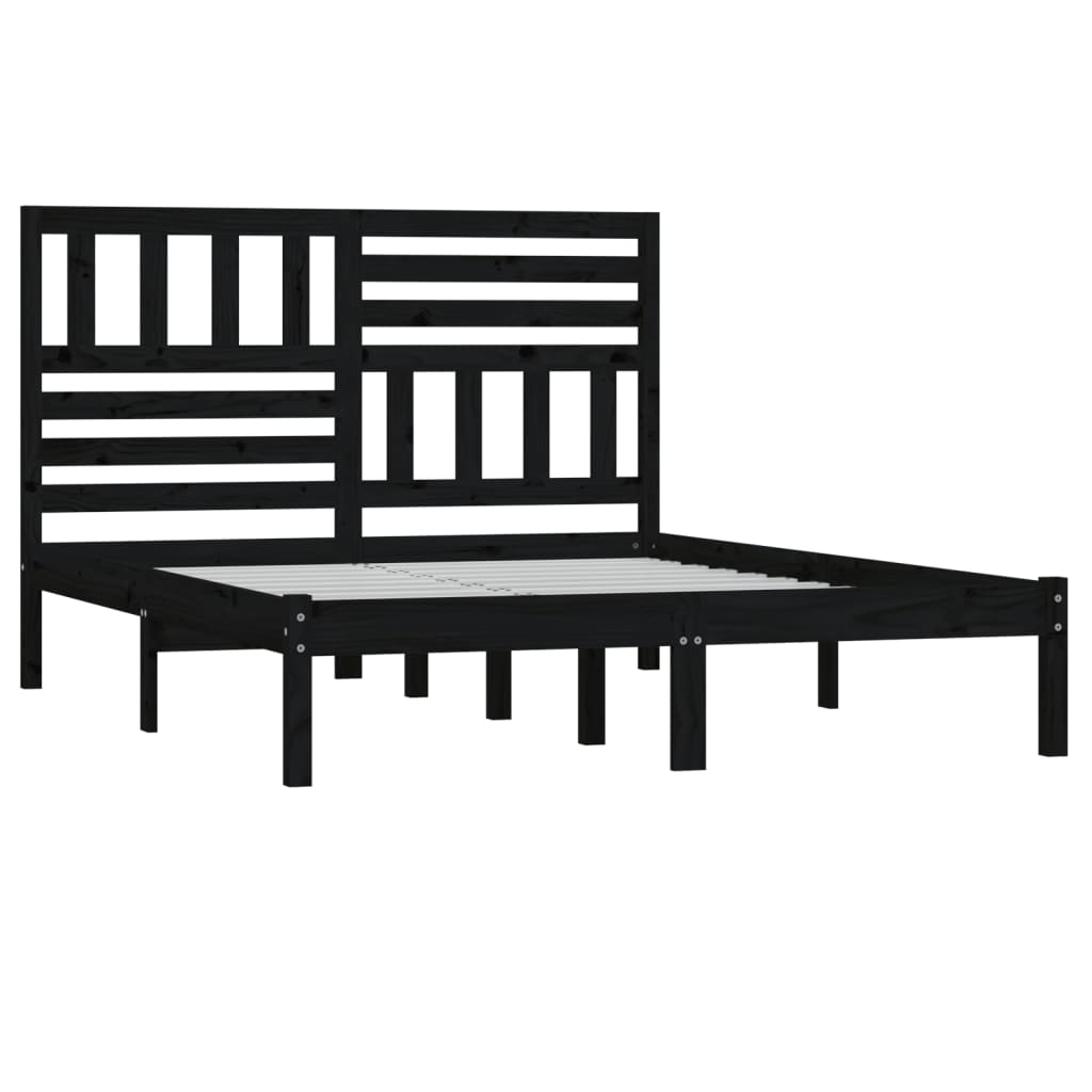 Sängynrunko musta täysi mänty 140x190 cm - Sisustajankoti.fi