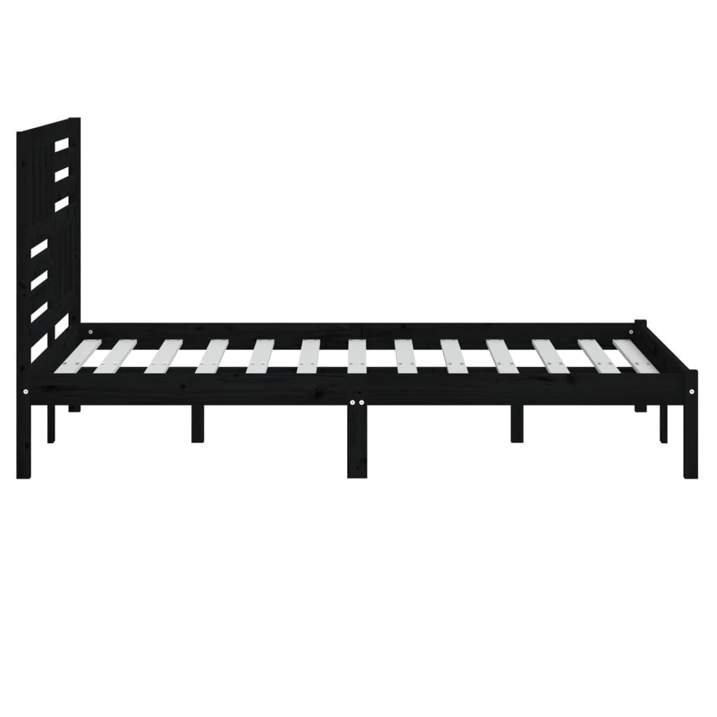 Sängynrunko musta täysi mänty 140x190 cm - Sisustajankoti.fi