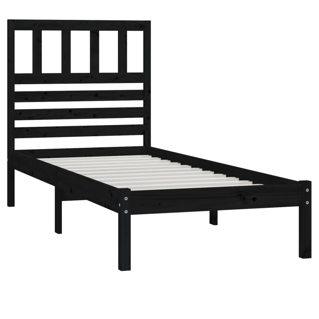 Sängynrunko musta täysi mänty 100x200 cm - Sisustajankoti.fi