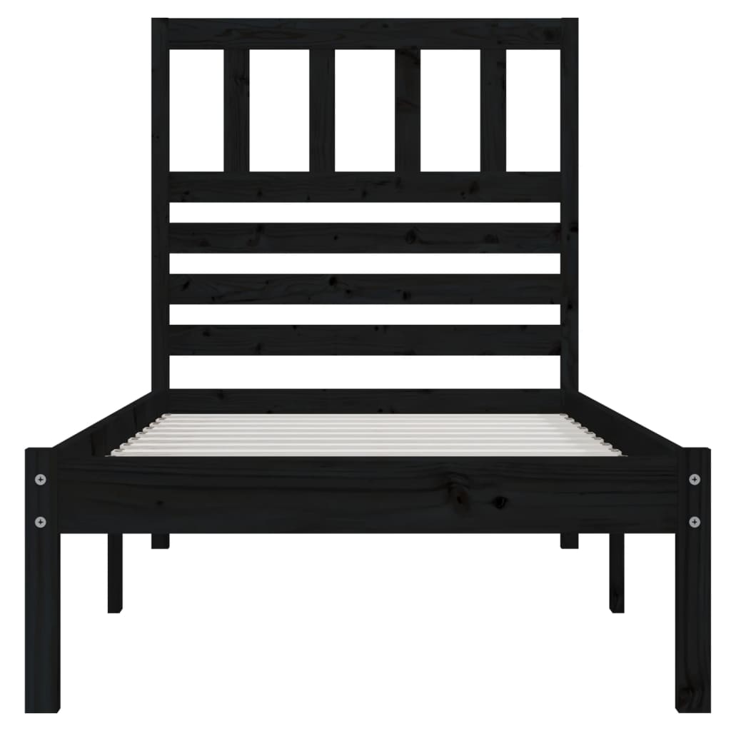 Sängynrunko musta täysi mänty 100x200 cm - Sisustajankoti.fi