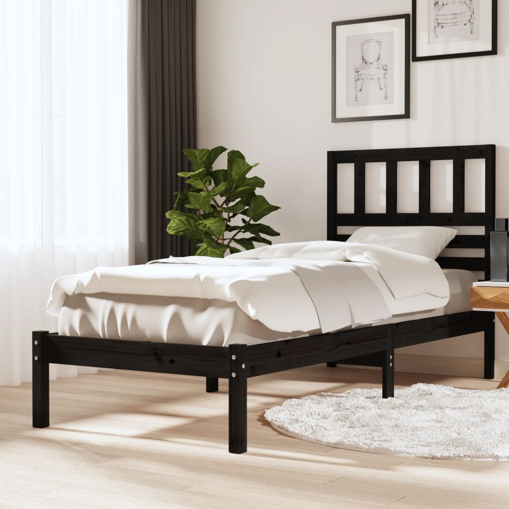 Sängynrunko musta täysi mänty 100x200 cm - Sisustajankoti.fi