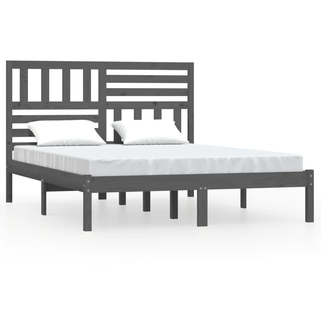 Sängynrunko harmaa täysi mänty 150x200 cm 5FT King Size - Sisustajankoti.fi