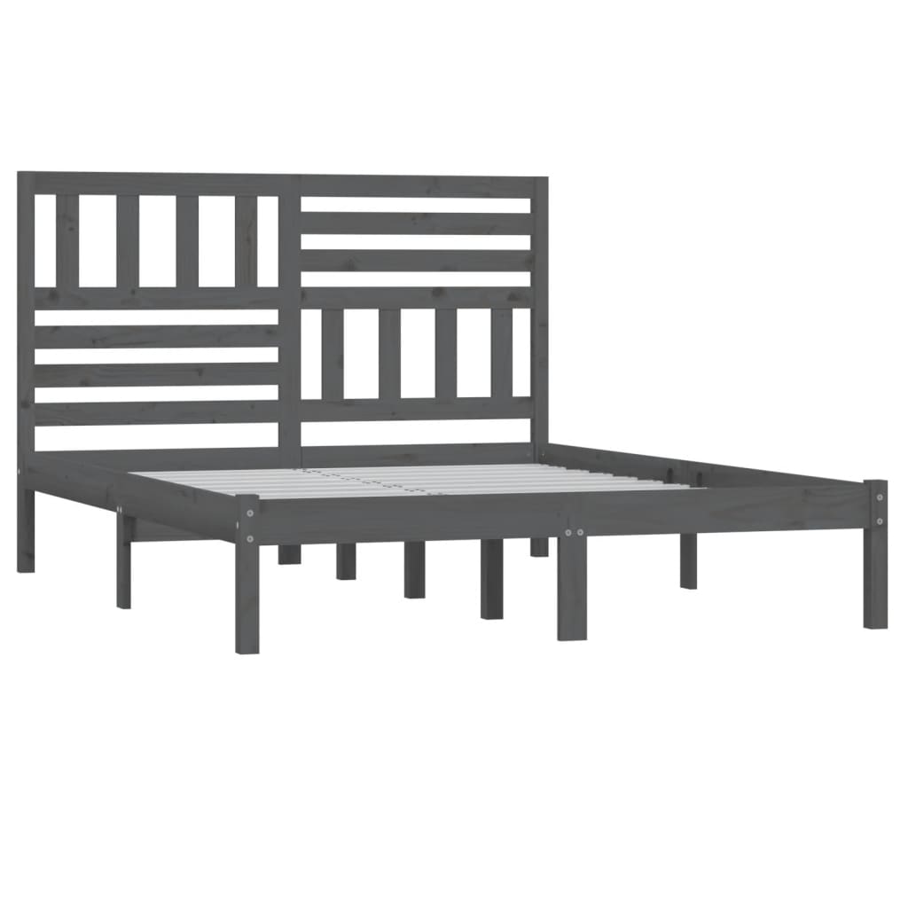 Sängynrunko harmaa täysi mänty 150x200 cm 5FT King Size - Sisustajankoti.fi