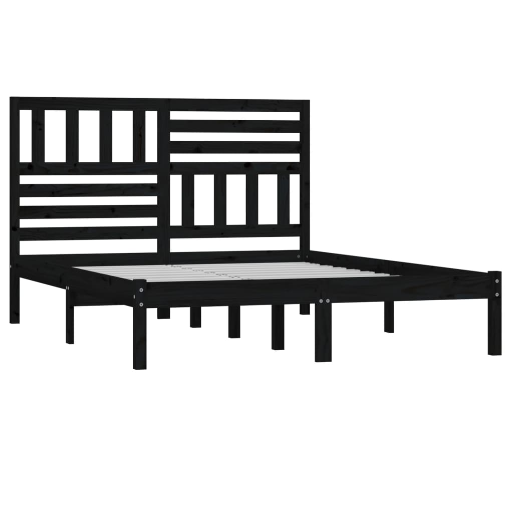 Sängynrunko musta täysi mänty 160x200 cm - Sisustajankoti.fi