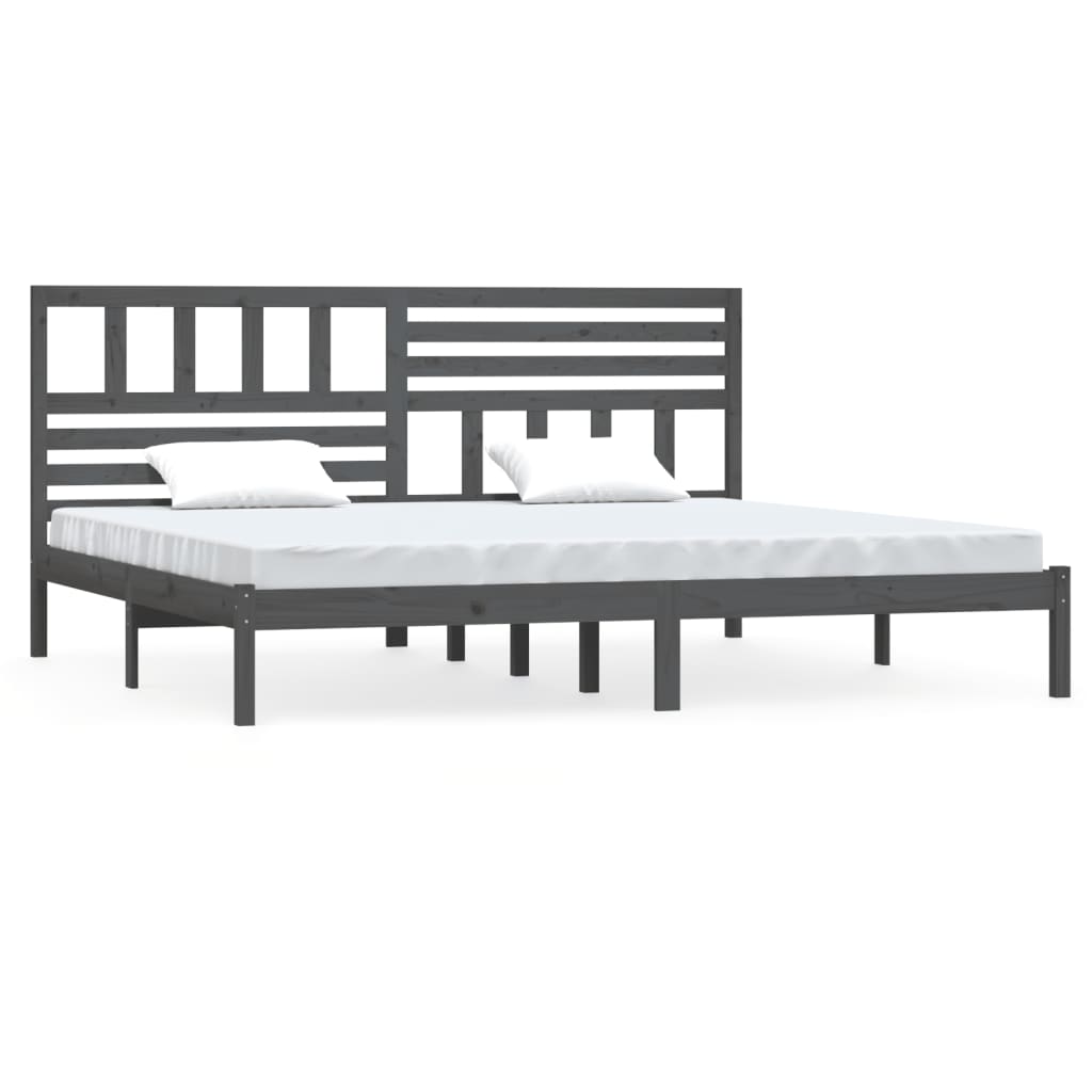 Sängynrunko harmaa täysi mänty 200 x 200 cm - Sisustajankoti.fi
