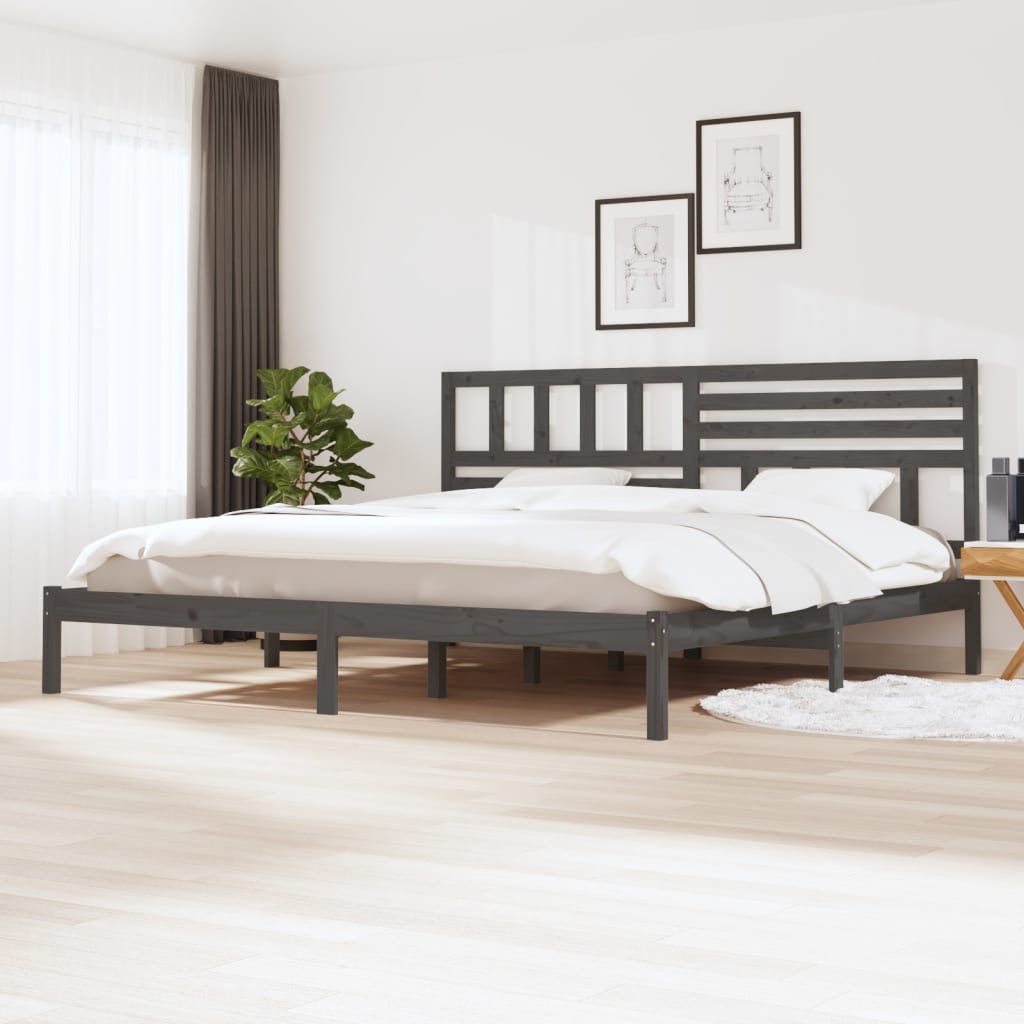 Sängynrunko harmaa täysi mänty 200 x 200 cm - Sisustajankoti.fi