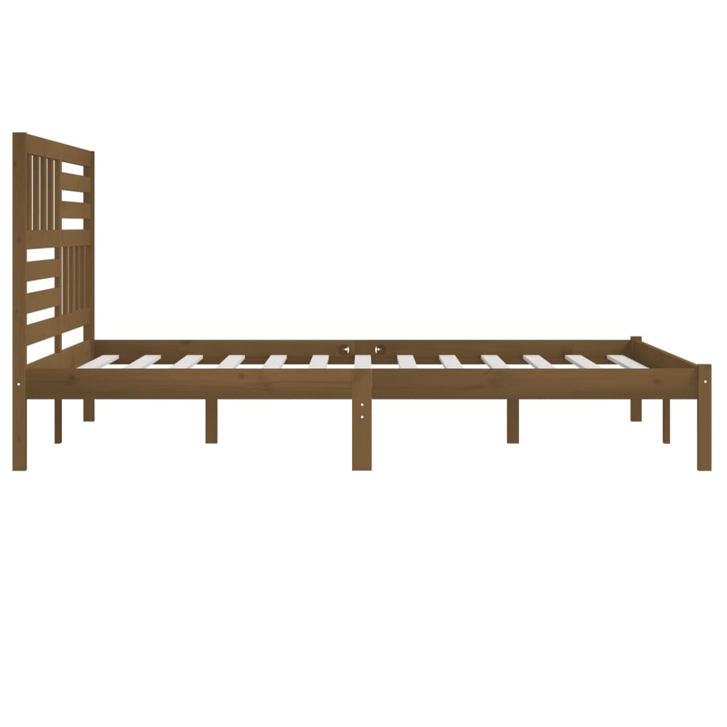 Sängynrunko hunajanruskea täysi mänty 200x200 cm - Sisustajankoti.fi