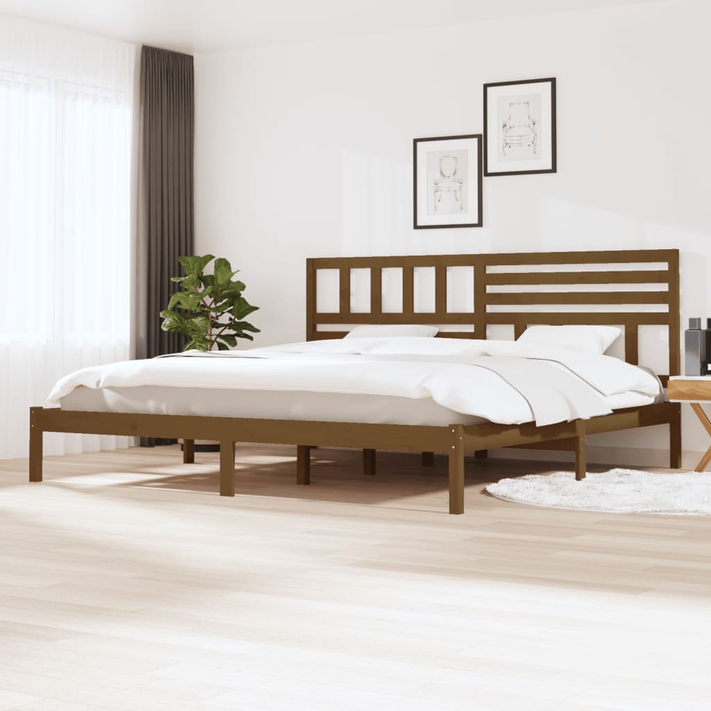 Sängynrunko hunajanruskea täysi mänty 200x200 cm - Sisustajankoti.fi