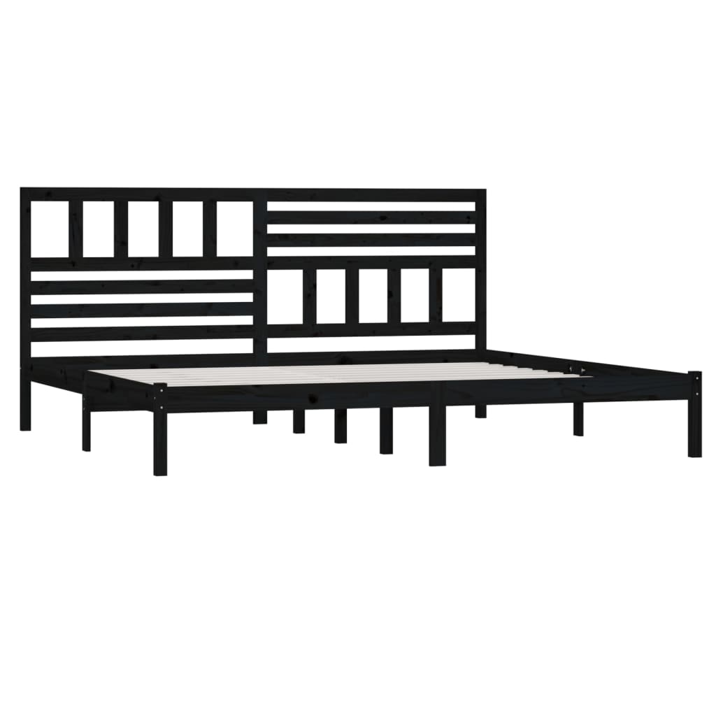 Sängynrunko musta täysi mänty 200 x 200 cm - Sisustajankoti.fi