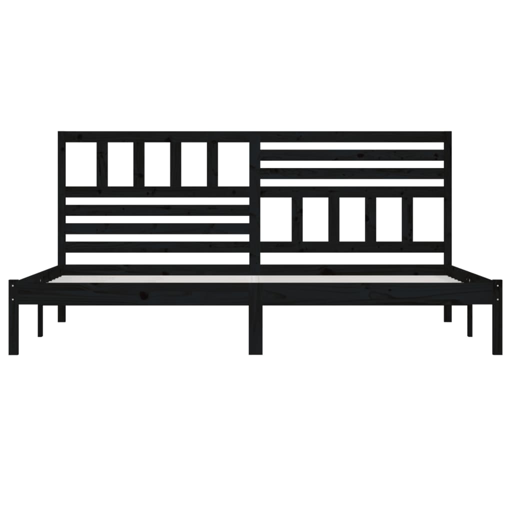Sängynrunko musta täysi mänty 200 x 200 cm - Sisustajankoti.fi