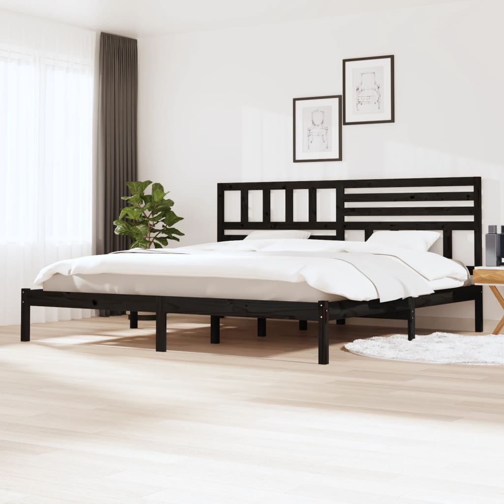 Sängynrunko musta täysi mänty 200 x 200 cm - Sisustajankoti.fi
