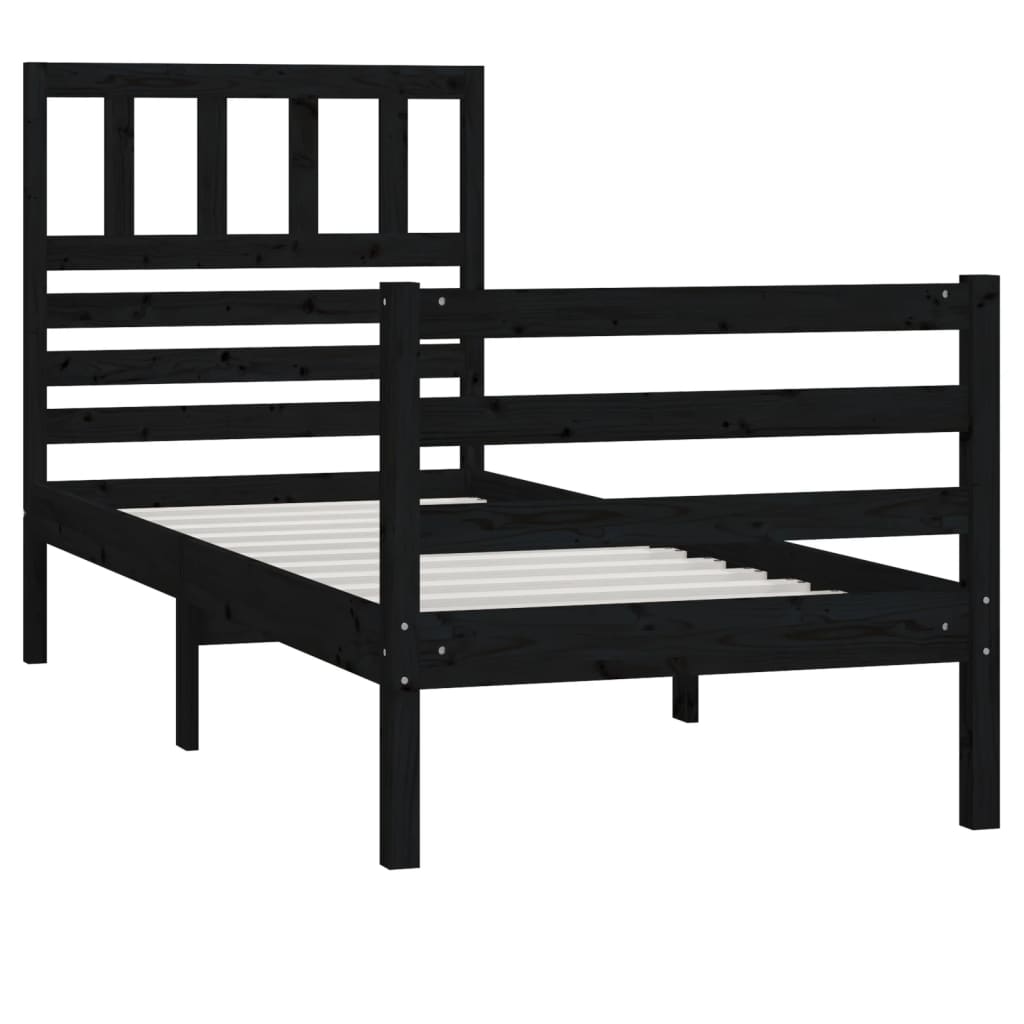 Sängynrunko musta täysi puu 100x200 cm - Sisustajankoti.fi