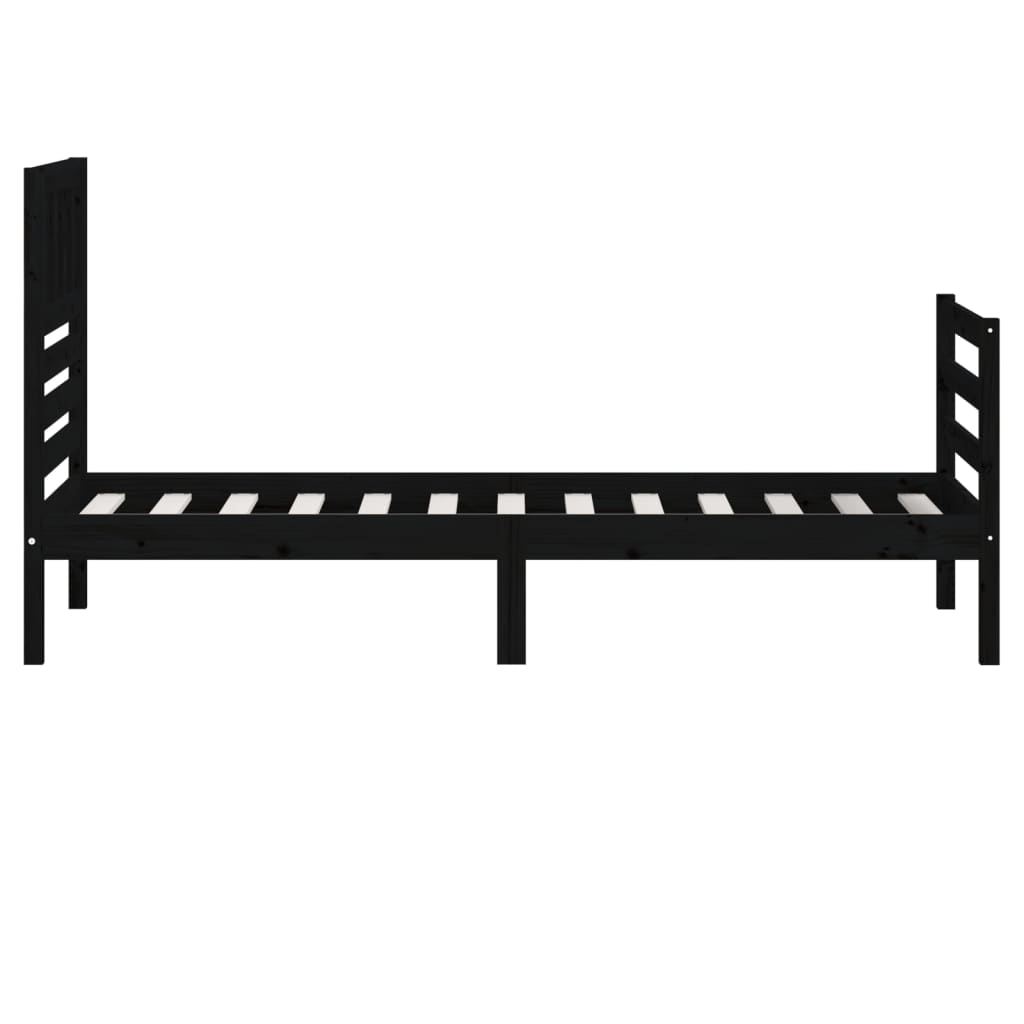 Sängynrunko musta täysi puu 100x200 cm - Sisustajankoti.fi