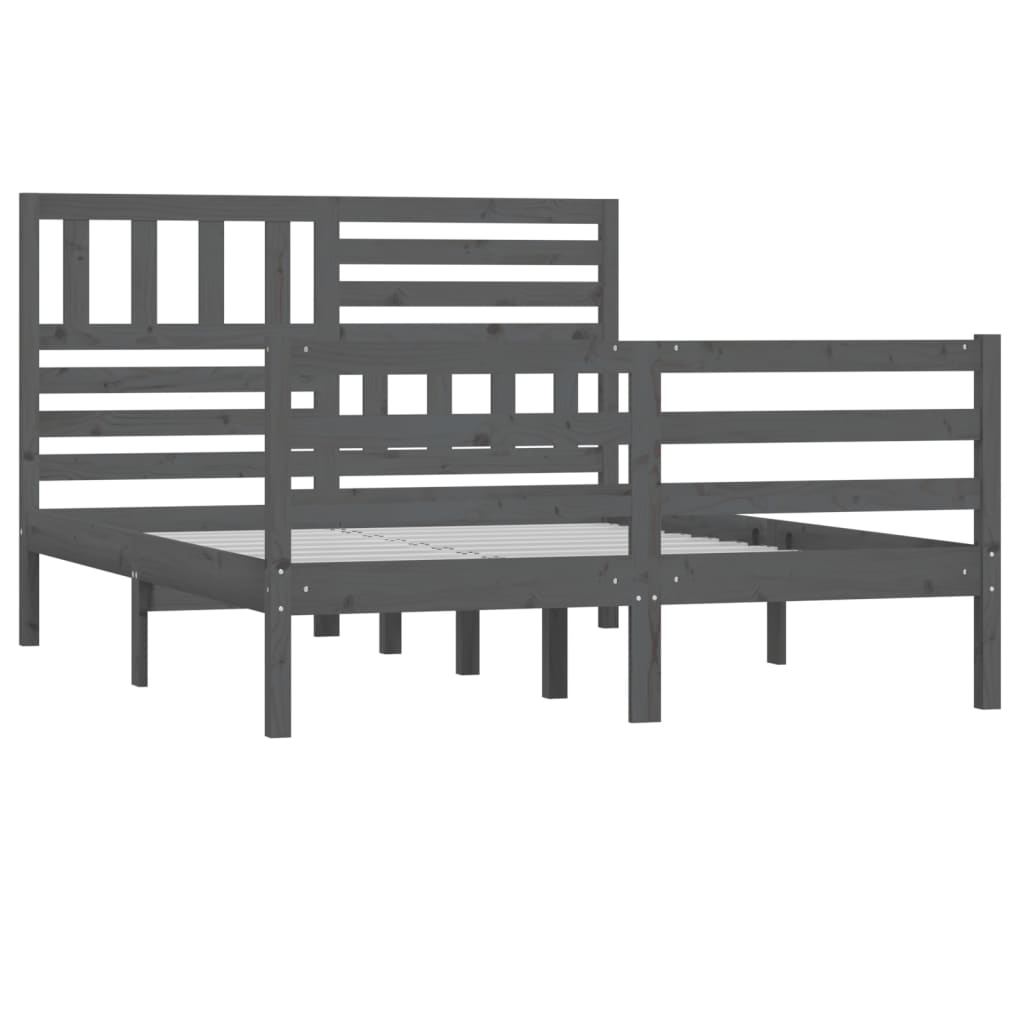 Sängynrunko harmaa täysi puu 150x200 cm 5FT King Size - Sisustajankoti.fi