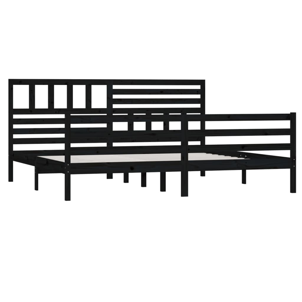 Sängynrunko musta täysi puu 200 x 200 cm - Sisustajankoti.fi