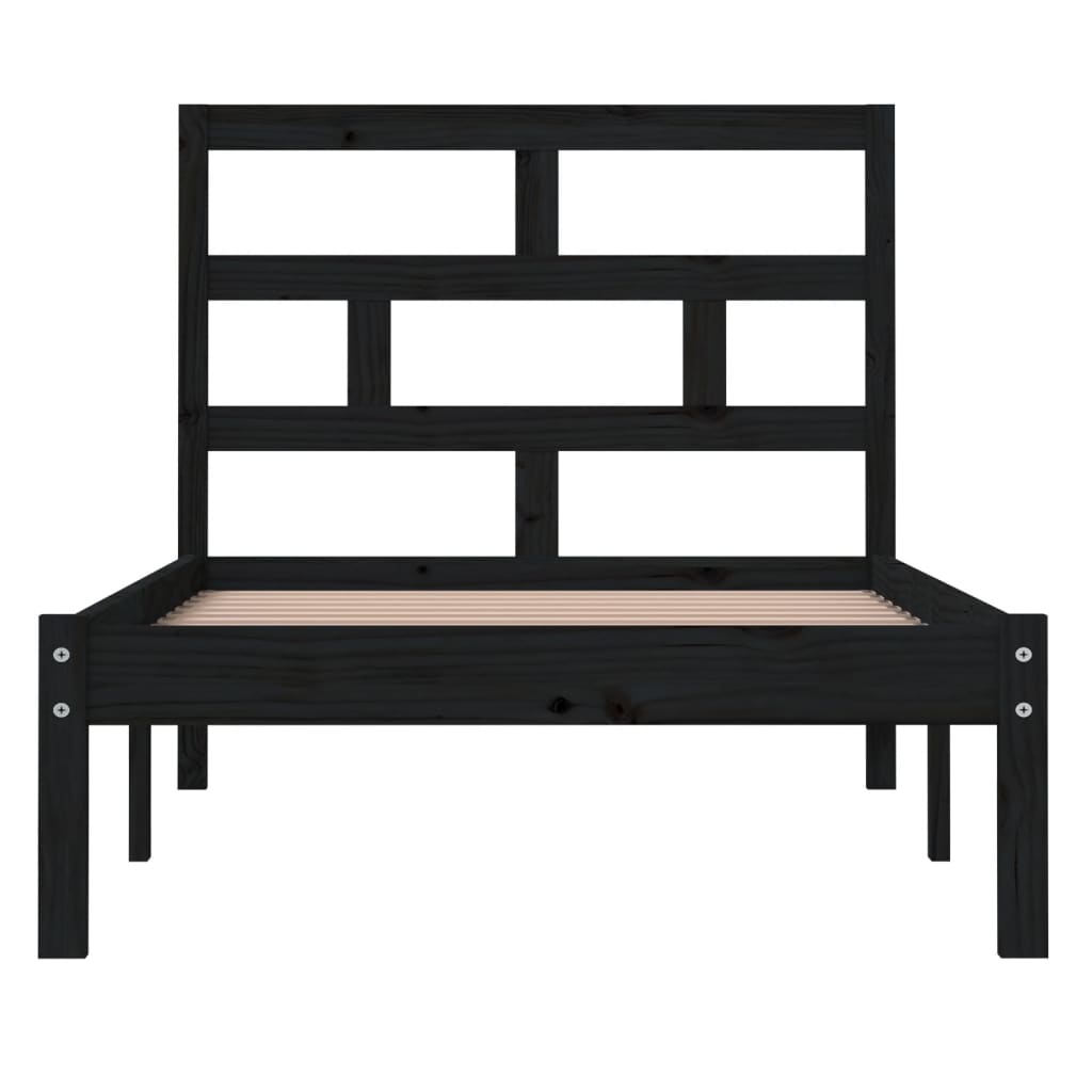 Sängynrunko musta täysi mänty 100x200 cm - Sisustajankoti.fi