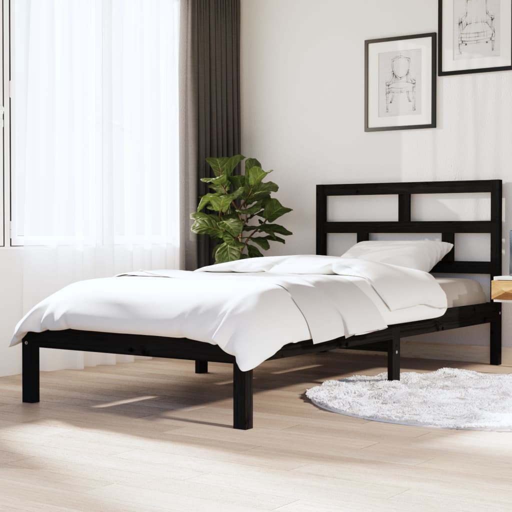 Sängynrunko musta täysi mänty 100x200 cm - Sisustajankoti.fi